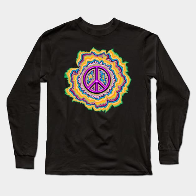 colorful glowing peace sign Long Sleeve T-Shirt by DrewskiDesignz
